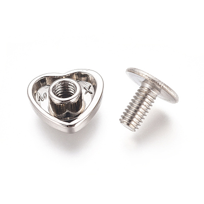 Heart Shape Alloy Decoration Screwback Stud Rivets, for Belt Clothes Purse Handbag Leather Craft, DIY Handmade Accessories