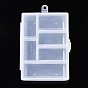 Rectangle Polypropylene(PP) Bead Storage Container, 6 Compartment Organizer Boxes, with Hinged Lid, for Beads Small Accessories