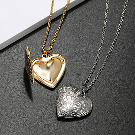 Colliers médaillon coeur en laiton, colliers pendentif pour photo