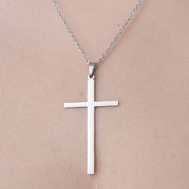 201 collier pendentif croix en acier inoxydable