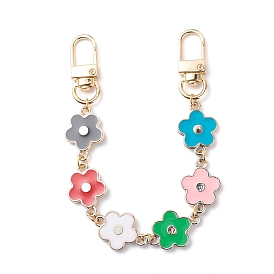 Flower Plastic Enamel Link Bag Strap Extenders, with Alloy Swivel Clasps, Purse Accessories