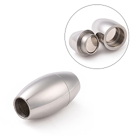 304 cierres magnéticos de acero inoxidable con extremos para pegar, oval, 17x10 mm, agujero: 5 mm