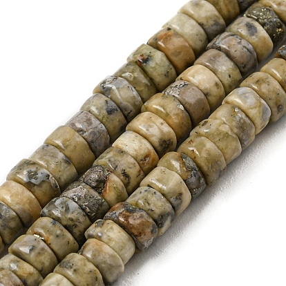 Natural Pyrite Beads Stands, Dyed, Heishi Beads, Flat Round/Disc
