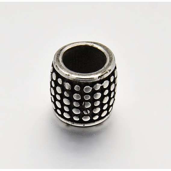 Rétro lisses grand trou perles baril 304 en acier inoxydable, 13.5x10.5mm, Trou: 7mm