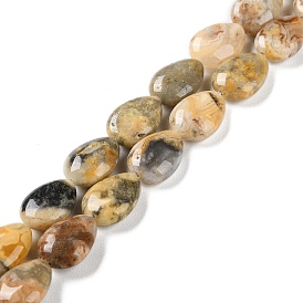 Natural Crazy Agate Beads Strands, Flat Teardrop