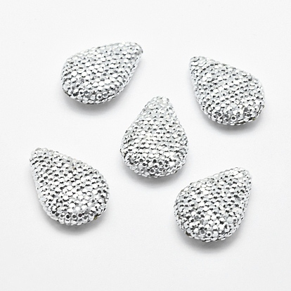 Handmade Polymer Clay Rhinestone Beads, Drop