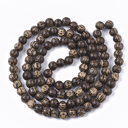 Brins de perles de bois Bodhi naturel et non teint, ciré, ronde