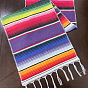 Rainbow Cotton Table Runners, Striped Tassel Tablecloths, for Party Festival Home Decorations, Rectangle