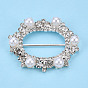 Oval Brass Rhinestone Buckle Clasps, with ABS Plastic Imitation Pearl, For Webbing, Strapping Bags, Garment Accessories