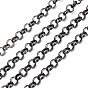 Cadenas rolo de hierro, cadena belcher, sin soldar, con carrete, chapado en oro, larga duración plateado