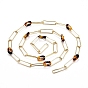 Латунные скрепки-цепочки ручной работы, тянутые удлиненные кабельные цепи, с акриловыми связующими кольцами, пайки, реальный 18 k позолоченный