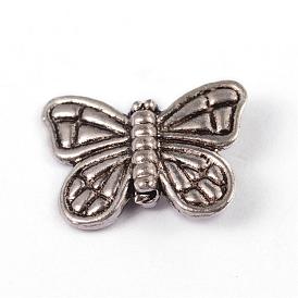 Tibetan Style Alloy Beads, Butterfly, Cadmium Free & Lead Free, 15x10.5x3.5mm, Hole: 1mm