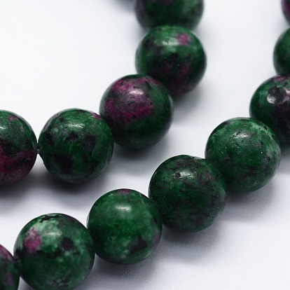 Natural Gemstone Beads Strands, Imitation Ruby in Zoisite, Dyed, Round