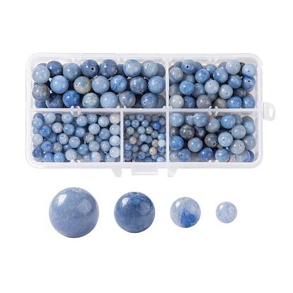 340Pcs 4 Sizes Natural Blue Aventurine Beads, Round