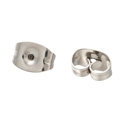 201 Stainless Steel Friction Ear Nuts, Friction Earring Backs for Stud Earrings