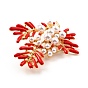 Broche de aleación en forma de coral con perla de resina., exquisito pin de solapa para niña mujer, dorado