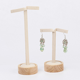 Wood Earring Displays, with Faux Suede