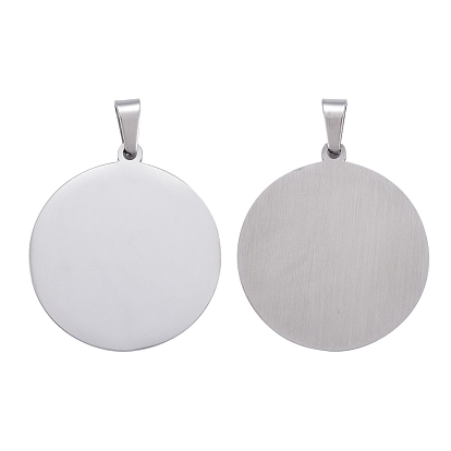 Ion Plating(IP) 304 Stainless Steel Pendants, Stamping Blank Tag, Flat Round