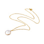 Colliers de perles de keshi de perles baroques naturelles plaquées, avec chaîne en laiton, plat rond, or