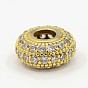 CZ Jewelry Brass Micro Pave Cubic Zirconia Spacer Beads, Rondelle, Clear