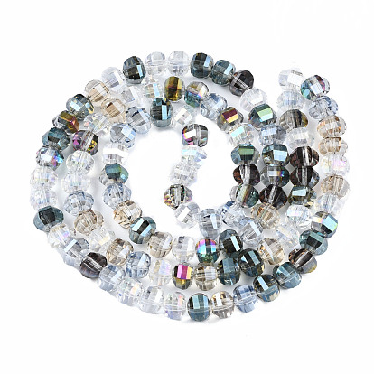 Electroplate transparentes cuentas de vidrio hebras, color de ab chapado, facetados, Rondana plana
