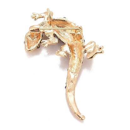 Insignia de lagarto de diamantes de imitación, pin de solapa de aleación animal para ropa de mochila, dorado