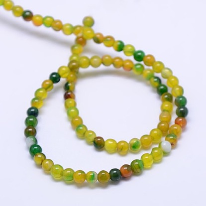 Natural Agate Round Beads Strand, Dyed, 6mm, Hole: 1mm, about 62pcs/strand, 14.96 inch