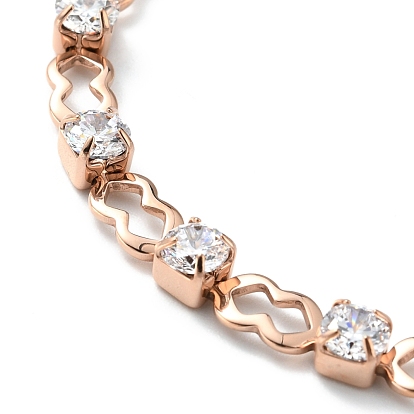 Bracelet de tennis en cristal de zircone cubique, placage ionique (ip) 304 bracelet en acier inoxydable pour femmes