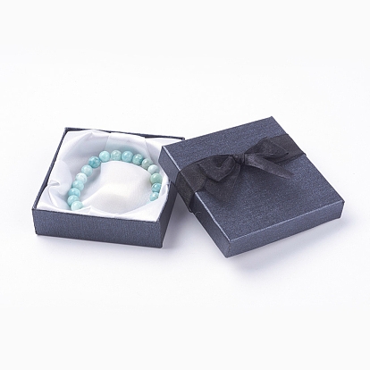 Amazonite perlas naturales brazalete tramo, con caja de cartón de embalaje de la joyería