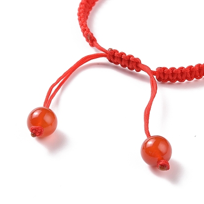Bracelets ajustables en perles tressées en nylon, bracelet de perles de cornaline naturelle (teintes et chauffées) pour femme
