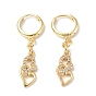 Clear Cubic Zirconia Double Heart Dangle Hoop Earrings, Rack Plating Brass Jewelry for Valentine's Day