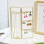 Iron Jewelry Display Folding Screen Stands with 2 Folding Panels, Jewellery Earring Organizer Hanging Holder, for Necklace, Bracelet, Ring, Rectangle