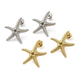 304 Stainless Steel Stud Earrings Findings, Starfish Earring Settings for Rhinestone