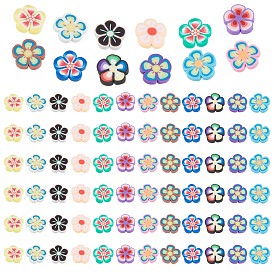 PandaHall Elite 600Pcs 12 Colors Handmade Polymer Clay Cabochons Flower, plum blossom