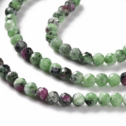 Natural Ruby in Zoisite Beads Strands, Round, Faceted