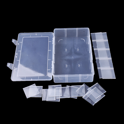 Récipients de stockage de perles en matière plastique, boîte de séparation réglable, 15 amovibles compartiments, rectangle