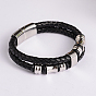 Braided Leather Cord Bracelets, with Stainless Steel Clasps, 210mm