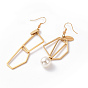 Placage ionique (ip) 304 boucles d'oreilles pendantes géométriques en acier inoxydable avec perle en plastique, boucles d'oreilles asymétriques pour femmes