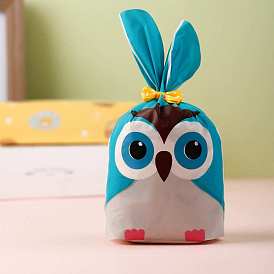 Owl Pattern Plastic Bags, Candy Cookie Multifunction Bags, for Party Gift Supplies, Dark Turquoise