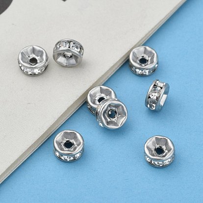 Disc 316 Surgical Stainless Steel Spacer Beads, for Jewelry Craft Making Findings, with Rhinestone, 6x3mm, Hole: 1mm