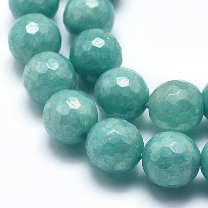 Natural White Jade Imitation  Amazonite Beads Strands, Round, Faceted
