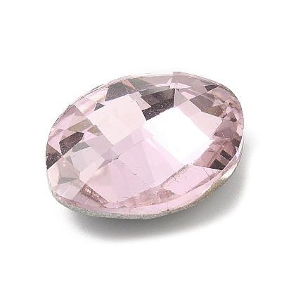 Cabujones de diamantes de imitación de cristal, espalda y espalda planas, facetados, oval