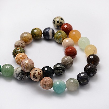 Faceted Round Natural Assorted Gemstone Bead Strands