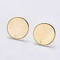 Brass Stud Earring Findings, with Flat Plate, with Stainless Steel Pins, Nickel Free, Flat Round, Real 18K Gold Plated