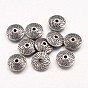 Tibetan Style Alloy Flat Round Beads, Cadmium Free & Lead Free, 12x4.5mm, Hole: 2mm, about 580pcs/1000g