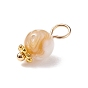 Natural Freshwater Shell Charms, with Golden Tone Alloy & Brass Findings, Round