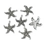 Zinc Alloy Pendants, Cadmium Free & Lead Free, Starfish/Sea Stars, 26x23.5x3mm, Hole: 2mm