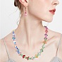 Brins synthétiques de perles de lune, teint, perles holographiques, demi couleur ab plaqué, givré, ronde, avec 1 rouleau de fil de cristal élastique