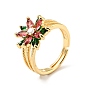 Cubic Zirconia Flower Adjustable Ring, Real 18K Gold Plated Brass Jewelry for Women, Cadmium Free & Lead Free