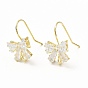 Brass Micro Pave Clear Cubic Zirconia Earring Hooks, with Horizontal Loop, Bowknot